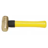 Brass Mallet: Fiberglass Handle, Textured Grip, 1 lb Head Wt, 1 in Dia, 2 1/2 in Head Lg (MPN AM1BRFG)