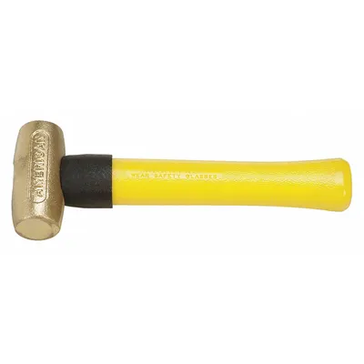 AMERICAN Brass Mallet: Fiberglass Handle, Textured Grip, 1 lb Head Wt, 1 in Dia - Brass Mallets