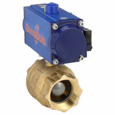 DYNAQUIP CONTROLS Pneumatically Actuated Two-Way Ball Valve: 3 in, Brass, FNPT x FNPT - Brass Pneumatically-Actuated Ball Valves