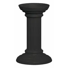 This black powder-coated aluminum pedestal is designed for bolt-mounted installation with a cluster box unit. It measures 27 3/4 inches high by 17 3/4 inches wide by 17 3/4 inches deep and includes mounting hardware. Suitable for supporting centralized mail delivery in multi-tenant settings.