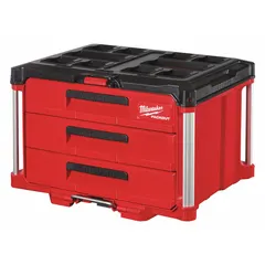 Polymer tool box with drawers for organized storage and transport of tools. Features a Security Bar for secure storage. Dimensions: 22 3/16 in W x 14 5/16 in H x 14 5/16 in D. Color: Black/Red.