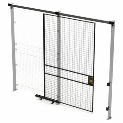 HUSKY RACK & WIRE Slide Door, 8 ft H x 5 ft W x 1 3/4 in D, Black, Powder-Coated - Husky Rack & Wire Quick-Assemble Woven-Wire Partition Components