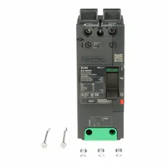 This 40 A, 2-pole molded case circuit breaker is part of the BJL series, featuring a fixed instantaneous trip and Everlink lug connections on both ends. With a maximum interrupting rating of 100kA at 120/240V AC, it is suited for overcurrent protection in branch circuits, feeder protection, and equipment disconnects in commercial and industrial electrical panels.