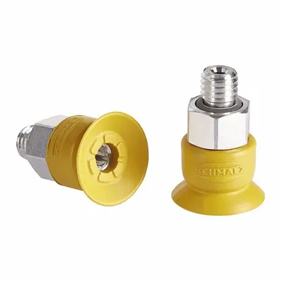SCHMALZ Vacuum Pad Assembly: M5, 16.8 mm Pad Dia, NBR-ESD, 55 A, Yellow - Flat Type Electronics Industry ESD Vacuum Pad Assemblies