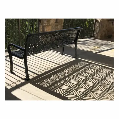 ULTRAPLAY Outdoor Bench: Lexington, 96 in Overall Lg, 35 1/2 in Overall Ht, Black - Thermoplastic Coated Steel Benches