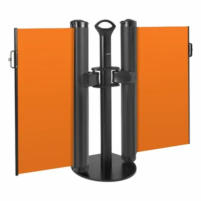 MODUS Dual Mobile Stand: 38 in Post Ht, 11 1/2 ft Belt Lg, Orange, 1 No. of Posts - Retractable Belt Barrier Systems