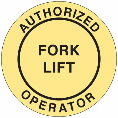 BRADY Hard Hat Label: Authorized Operator Fork Lift, 2 in Dia, English, Non-Reflective - Safety