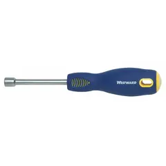 This standard nut driver features a solid round shank and is designed for metric hex nuts. It is not magnetized and includes a tether-ready feature for tool retention in elevated or confined spaces. Suitable for general industrial assembly, maintenance, and repair tasks.