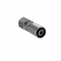 Steel straight crimp hose fitting for connecting -8 dash size hydraulic hoses to metric ports. Features a male x genderless configuration with 7/8"-14 thread. Suitable for fluid power systems in industrial and mobile equipment