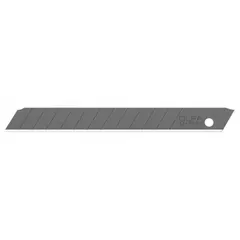Steel snap-off blades with 13 segments, 3/8 in width and 0.02 in thickness. Each segment exposes a fresh sharp edge for cutting paper, cardboard, vinyl, and thin plastics. Suitable for packaging, crafts, and light trimming tasks.
