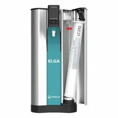 This deionization cartridge uses mixed bed resin to remove dissolved ions from tap water, producing purified water. It is a direct replacement part for compatible ELGA water purification systems, suitable for laboratory and industrial applications requiring high-purity water.
