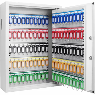 BARSKA Key Cabinet: 100 Key Capacity, Digital Lock, Steel, White, 21 5/8 in Ht - Key Cabinets with Digital Lock