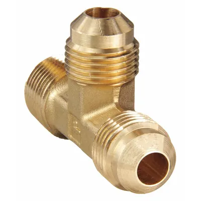 PARKER Flared Fitting Tee: 3/8 in OD x 3/8 in Pipe x 3/8 in OD Fitting Size, Flared/Threaded - Standard Brass 45-Degree Flare Tube Fittings