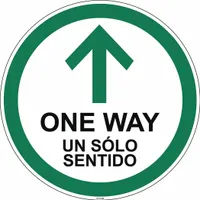Bilingual One Way Floor Sign: 17 in x 17 in Nominal Sign Size, 0.012 in Thick, Vinyl, White (MPN FS-17-735)