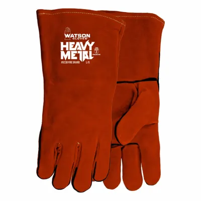 WATSON GLOVES Welding Gloves: Wing Thumb, Gauntlet Cuff, Std, Red Cowhide, Watson Gloves 9238 - Stick/MIG Welding Gloves with Cowhide Leather Palm