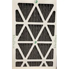 Pleated air filter for negative air machines, rated for maximum airflow of 800 cfm. Nominal dimensions are 24 in height, 22 in width, and 1 in depth. Compatible with manufacturer model KBP1800. Used in HVAC systems to capture airborne particles in construction and remediation environments.