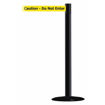 TENSABARRIER Barrier Post with Belt: Yellow, Caution Do Not Enter, 13 ft, Black - Message Retractable Belt Post Barriers