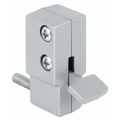 This sliding door lock from PRIME-LINE measures 7/8 in length, 7/8 in width, and 2 in height. It is designed for securing sliding doors in residential or light commercial settings, such as patio doors or closet doors.