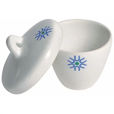UNITED Crucible: 40 mL Capacity - mL, 50 mm Dia, 40 mm Overall Ht, Glazed, Porcelain - Crucibles