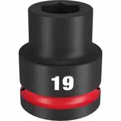 This 3/4" drive impact socket is designed for use with impact wrenches in heavy-duty fastening and loosening of metric hex fasteners. The 19 mm, 6-point configuration provides a secure grip on fasteners. Black Phosphate finish offers corrosion resistance. Suitable for automotive, construction, and maintenance applications requiring high torque.