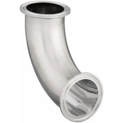 MAXPURE Sanitary Fitting Elbow: 90° Elbow, 4 in OD x 4 in OD Size, Clamp - 316 Stainless Steel Sanitary Tube Fittings