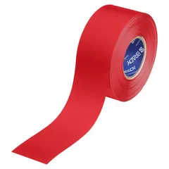 Solid red floor marking tape with polyester backing, 22 mil thickness, 3 in width by 100 ft length. Used for aisle marking, equipment boundary delineation, and warning area identification in industrial facilities.