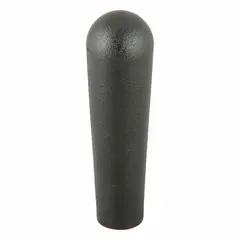 Long tapered knob with a threaded hole for manual adjustment and clamping on industrial machinery, jigs, and fixtures. Features a plastic body with a steel thread insert, 1.11 in diameter, and 5/16"-18 thread size.