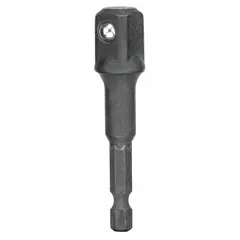This 1/4" male hex drive impact socket adapter converts an impact tool's hex drive into a square output drive for standard sockets. The black oxide finish provides corrosion resistance. Supplied in a 25-pack for multi-use applications.