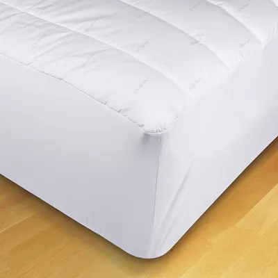 MARTEX Mattress Pad: Twin, 75 in Overall Lg, 39 in Overall Wd, White, Polyester - Mattress Pads