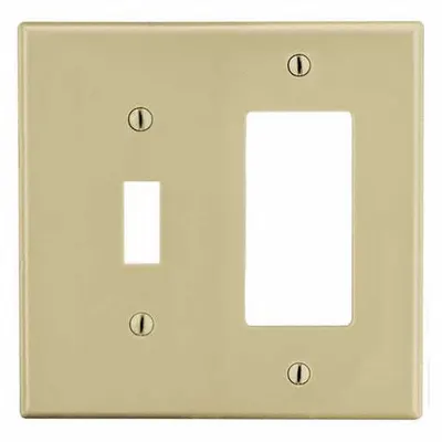 HUBBELL Wall Plate: Combo, 2 Gang, Ivory - Combination Wall Plates