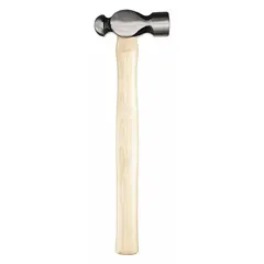 This ball-peen hammer features a 16 oz steel head with a 30 mm face diameter and a 14 in overall length. The plain grip provides a secure hold for general striking tasks. Commonly used in metalworking for shaping metal, striking chisels, and rounding off rivet heads.