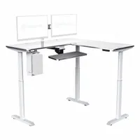 VERSADESK Standing Desk: White, Wood, 60 in Overall Wd, 60 in Overall Dp, 45 1/2 in Max Desktop Ht (MPN VT1296060-03-05)