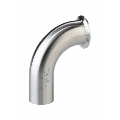MAXPURE Sanitary Fitting Elbow: 88° Elbow, 1 1/2 in OD x 1 1/2 in OD Size, Clamp/Weld - 316 Stainless Steel Sanitary Tube Fittings