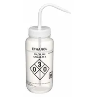 APPROVED VENDOR Wash Bottle: 500 mL, Ethanol, White, Narrow, Std Spout Spout, White, 75 mm Body Dia