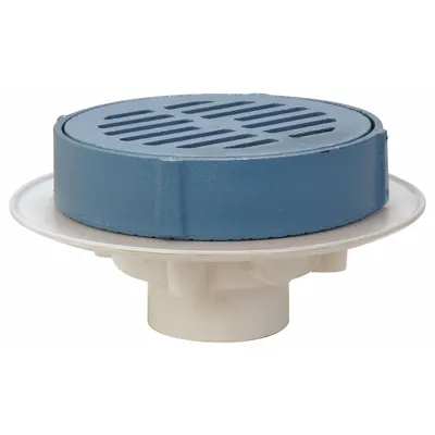 ZURN Floor Drain: 11 1/2 in Overall Dia, 4 in Nominal Pipe Size, Plastic, Cast Iron - General Purpose Floor Drains