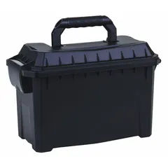 This FLAMBEAU plastic tool box features a hinged lid and a single compartment for storing small tools, hardware, or hobby supplies. Its compact size makes it suitable for light-duty workshop, home, or job-site use where portability and quick access are needed.