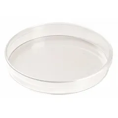 This 150 mm diameter petri dish is made of clear polystyrene and includes a lid. It is sterile and features a tissue culture treated surface for cell attachment. The overall height is 20 mm. Suitable for cell culture applications in laboratory research.