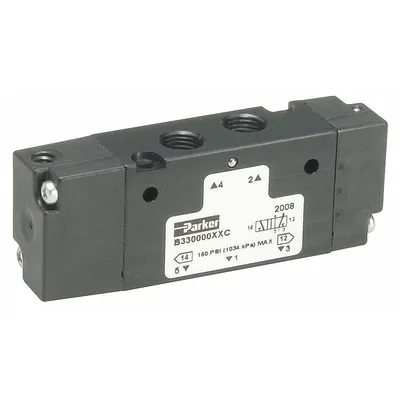 PARKER Pilot Air Control Valve: Four-Way / Two-Position, B5, Remote Pilot, Spool - Parker B Series Pilot-Operated Inline Air Control Valves