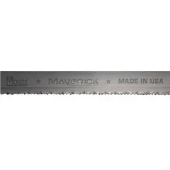 Bi-metal band saw blade for cutting steel and steel alloys. Features a Raker/Variable cutting edge. Blade width: 1 in, length: 14 ft 8 in. Suitable for industrial metalworking applications such as structural fabrication and pipe cutting.