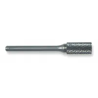 Double-cut cylinder bur with a 1" x 1" head and 1/4" shank. Trade number SA-9. Designed for material removal, deburring, and shaping in metalworking and fabrication applications