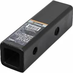 Carbon steel receiver tube with 1/2-inch inside diameter and 7-inch overall length. Used in towing applications to adapt or extend receiver hitches for attaching accessories or smaller hitches.