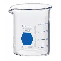 KIMBLE Colorware Beaker: 50 mL, 1.69 fl oz, A, Low Form, Type I, Blue, Borosilicate Glass (MPN 14000B-50)