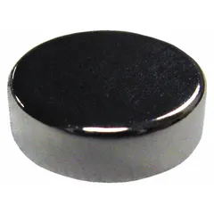 This neodymium disc magnet, type 35, measures 3/8 in outside diameter and 0.12 in thickness, with a maximum pull force of 2.6 lbf. Suitable for holding, positioning, and retrieving ferrous parts in industrial maintenance, assembly, and material handling applications.