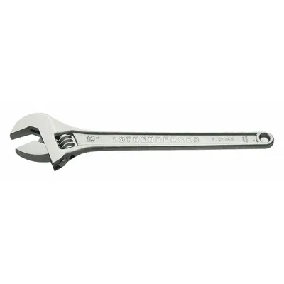 ROTHENBERGER Adjustable Wrench: Chrome Vanadium Steel, Chrome, 15 in Overall Lg - Automatic Locking Adjustable Wrenches