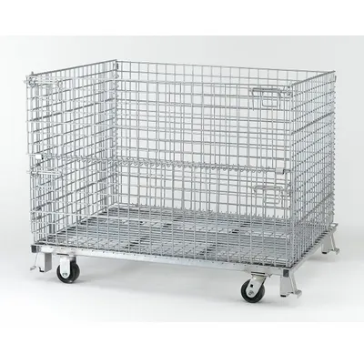 NASHVILLE WIRE Collapsible Bulk Container: 24.3 cu ft, 48 in x 40 in x 32 in - Collapsible Wire Bulk Containers