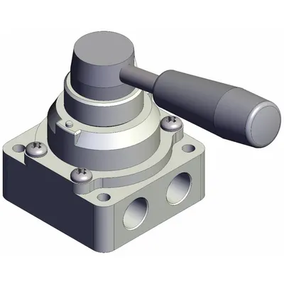 SMC Hand Valve: VH Series, Lever Actuator, 1/4 in BSPT, Side-Ported Body - VH Series Manual Air Control Valves