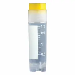 APPROVED VENDOR 3012Y Polypropylene Cryogenic Vial, 2 mL, Sterile, Self-Standing, Round Bottom, Yellow Closure