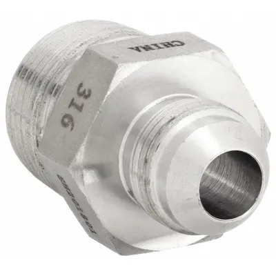 AEROQUIP Hydraulic Hose Adapter: 3/4"-14 Thread Size, 3/4 in x 1/2 in Fitting Size - NPTF-to-JIC 316 Stainless Steel Hydraulic Hose Adapters