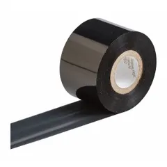 Black resin ribbon for industrial label printing, UL Recognized and scratch-resistant. Compatible with BBP81 printer. Used for durable identification in manufacturing and facility environments.