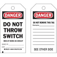 Danger Tags: Black/Red/White, Cable Tie, 10 Tags, Electrical Hazard, English, Polyester, 10 PK (MPN 86528)